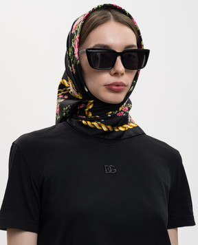Dolce&Gabbana Черный платок из шелка в принт FN090RGDDLM