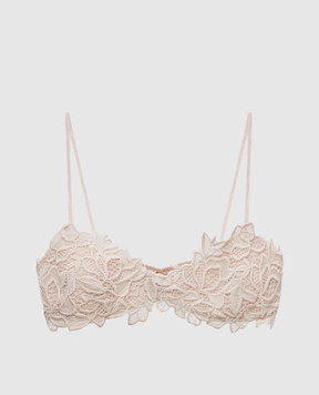 Ermanno Scervino Life Рожевий топ з льону з мереживом D484L608GQI