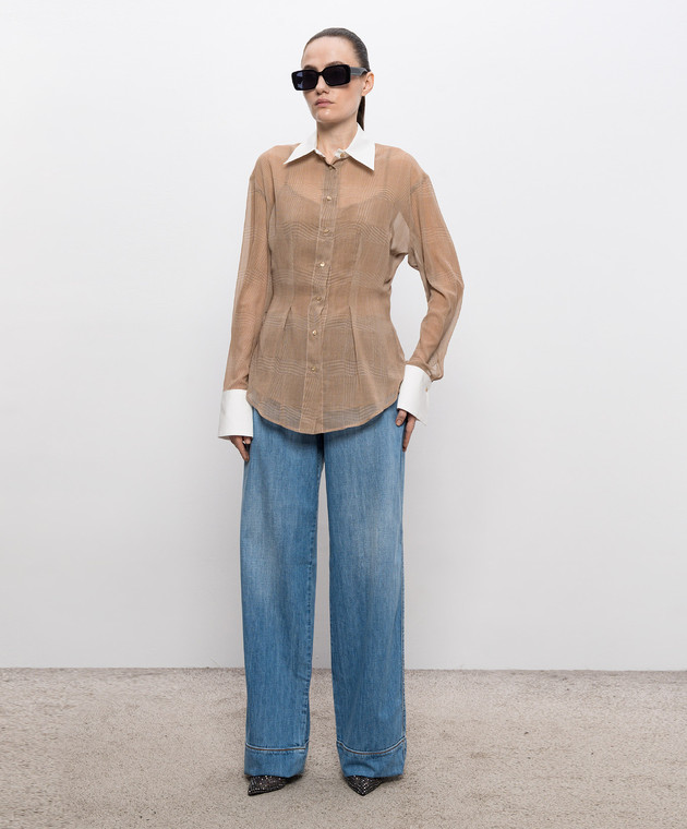 Ermanno Scervino Коричневый комплект из блузы и топа D482K759CSWJV изображение 2