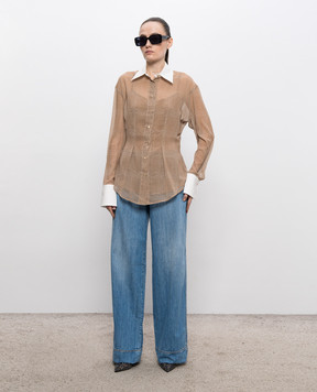 Ermanno Scervino Коричневый комплект из блузы и топа D482K759CSWJV