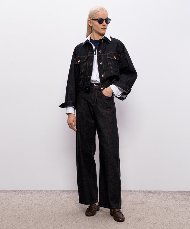 Brunello Cucinelli Синий топ с кашемиром в рубчик M9A822200P изображение 2