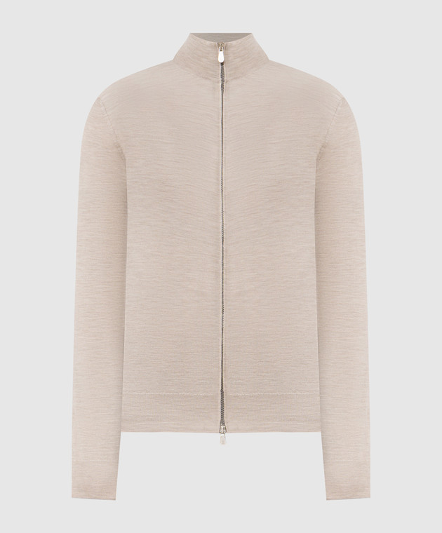 Brunello Cucinelli Бежевый меланжевый кардиган из шерсти и кашемира M2400106