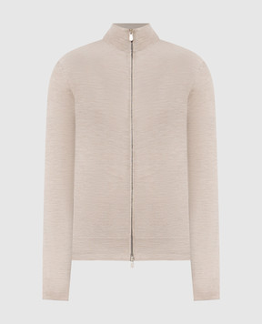 Brunello Cucinelli Бежевый меланжевый кардиган из шерсти и кашемира M2400106