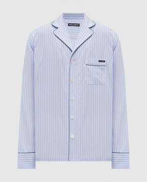 Dolce&Gabbana Блакитна сорочка в піжамному стилі в смужку G5OI9TFR510