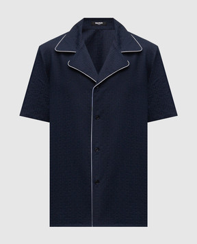 Balmain Синя сорочка в брендовий візерунок GH1HN138CG50
