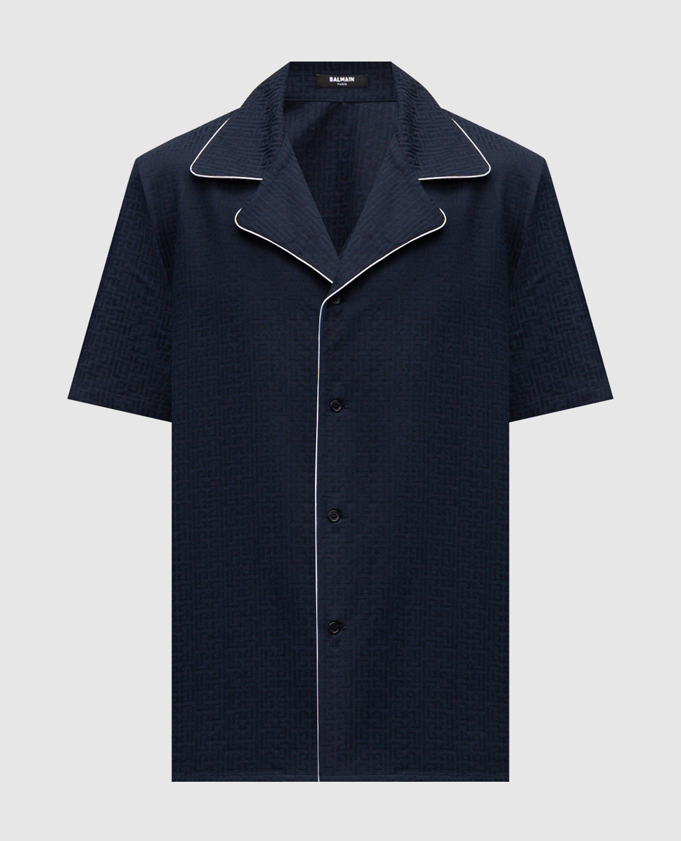 

Синяя рубашка в брендовый узор, Синий, Рубашки