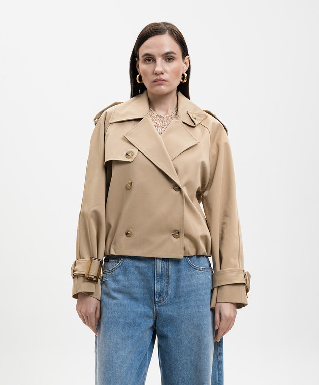 Solotre Бежева двобортна куртка M1AB0021 зображення 3