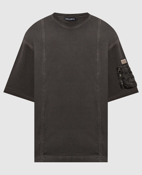 Dolce&Gabbana Сіра футболка з нашивкою логотипа G8TF5TG7PPR