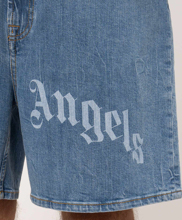Palm Angels Голубые джинсовые шорты с принтом логотипа PAMYC001DN001 изображение 5