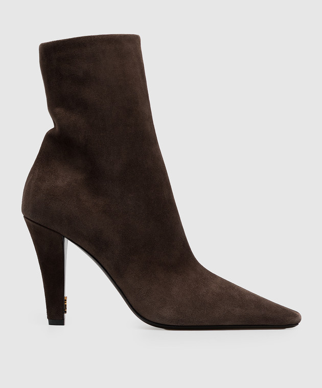 Saint Laurent Коричневые замшевые ботильоны JILL 80667427DAB