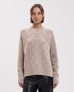 Allude Бежевий светр з кашеміру та шовку у візерунок 26577021