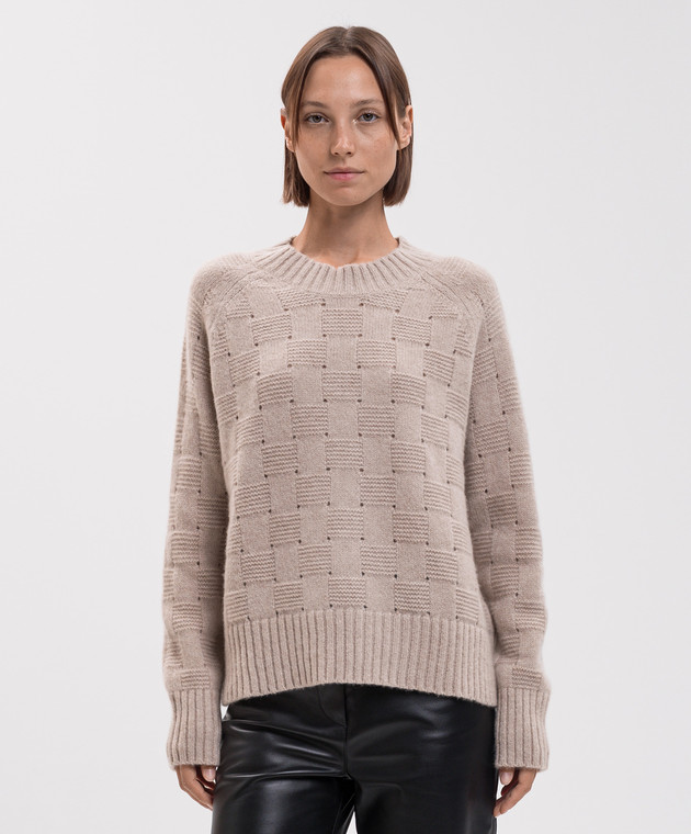 Allude Бежевий светр з кашеміру та шовку у візерунок 26577021 зображення 3