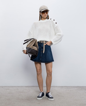 Brunello Cucinelli Белый ажурный джемпер M89302610