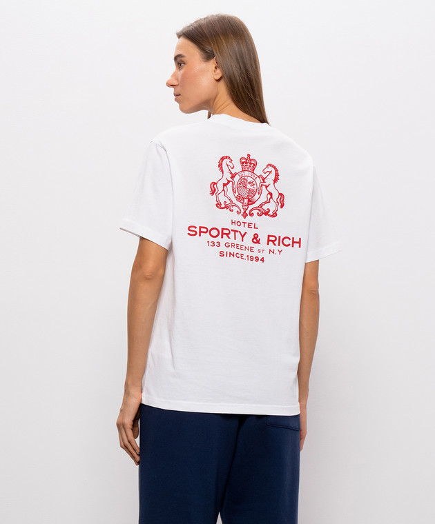 Sporty & Rich Біла футболка з принтом SR Hotel TO11985276WH01 зображення 4