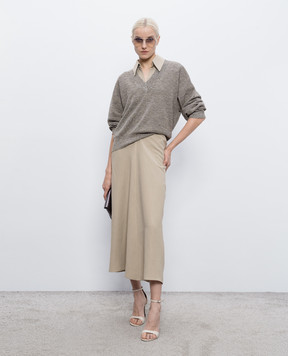 Brunello Cucinelli Бежева сукня міді з льоном MH126A5426