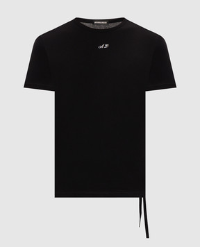 Ann Demeulemeester Черная футболка с контрастной вышивкой B0014216FA206