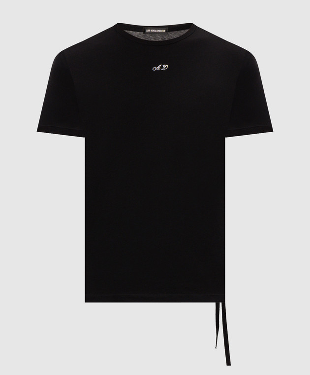Ann Demeulemeester Черная футболка с контрастной вышивкой B0014216FA206