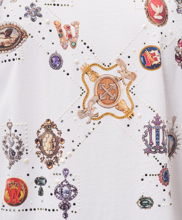 Off-White Белая футболка Jewel Arrow с кристаллами 44MAA120S26J003 изображение 5