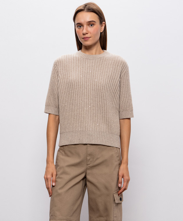 Brunello Cucinelli Бежевый вязаный топ MBM753520 изображение 3