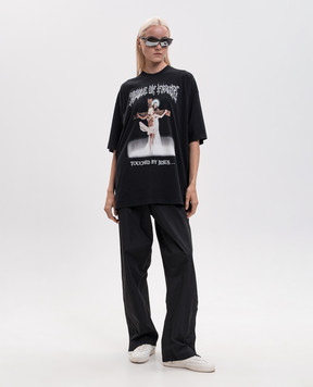 Vetements Черная футболка с брендовым принтом MH27TR209Bw