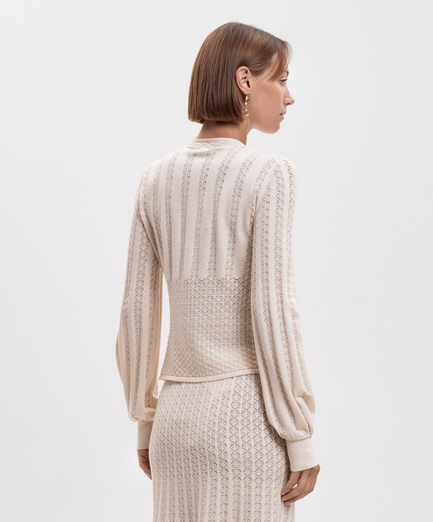 Twinset Бежевый джемпер с ажурным узором 262TP3124 изображение 4