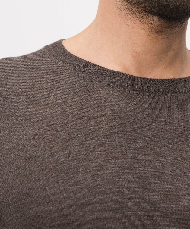 Brunello Cucinelli Джемпер коричневого кольору з вовни та кашеміру M2400100 зображення 5