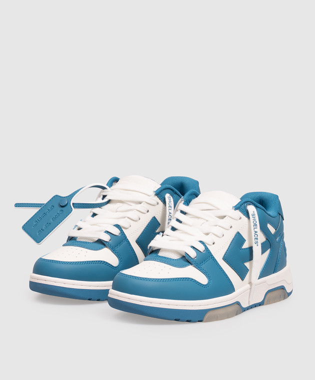 Off-White Синие кожаные кроссовки Out Of Office OF05725101 изображение 2