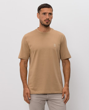 Brunello Cucinelli Коричнева футболка з емблемою M0B138440