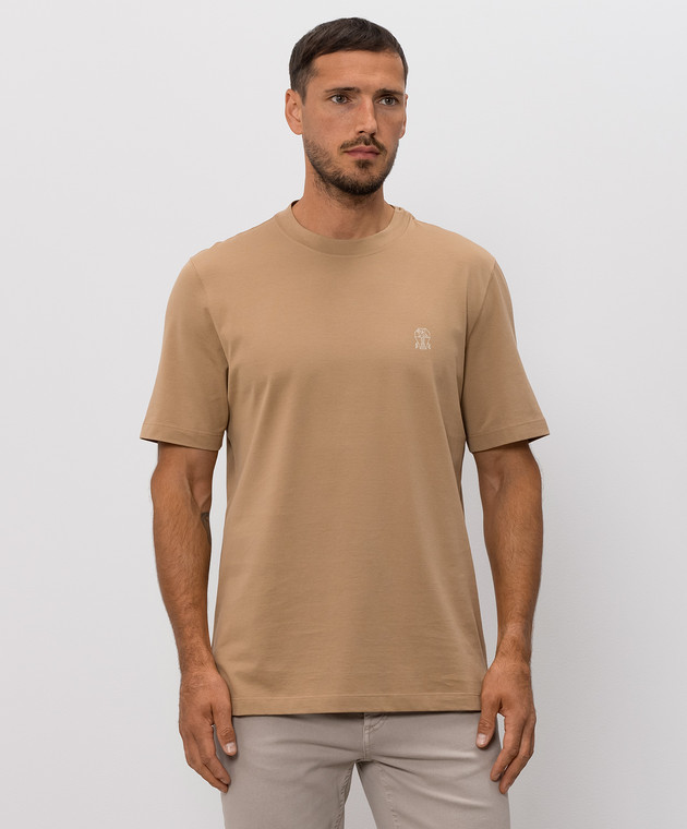 Brunello Cucinelli Коричневая футболка с эмблемой M0B138440 изображение 2