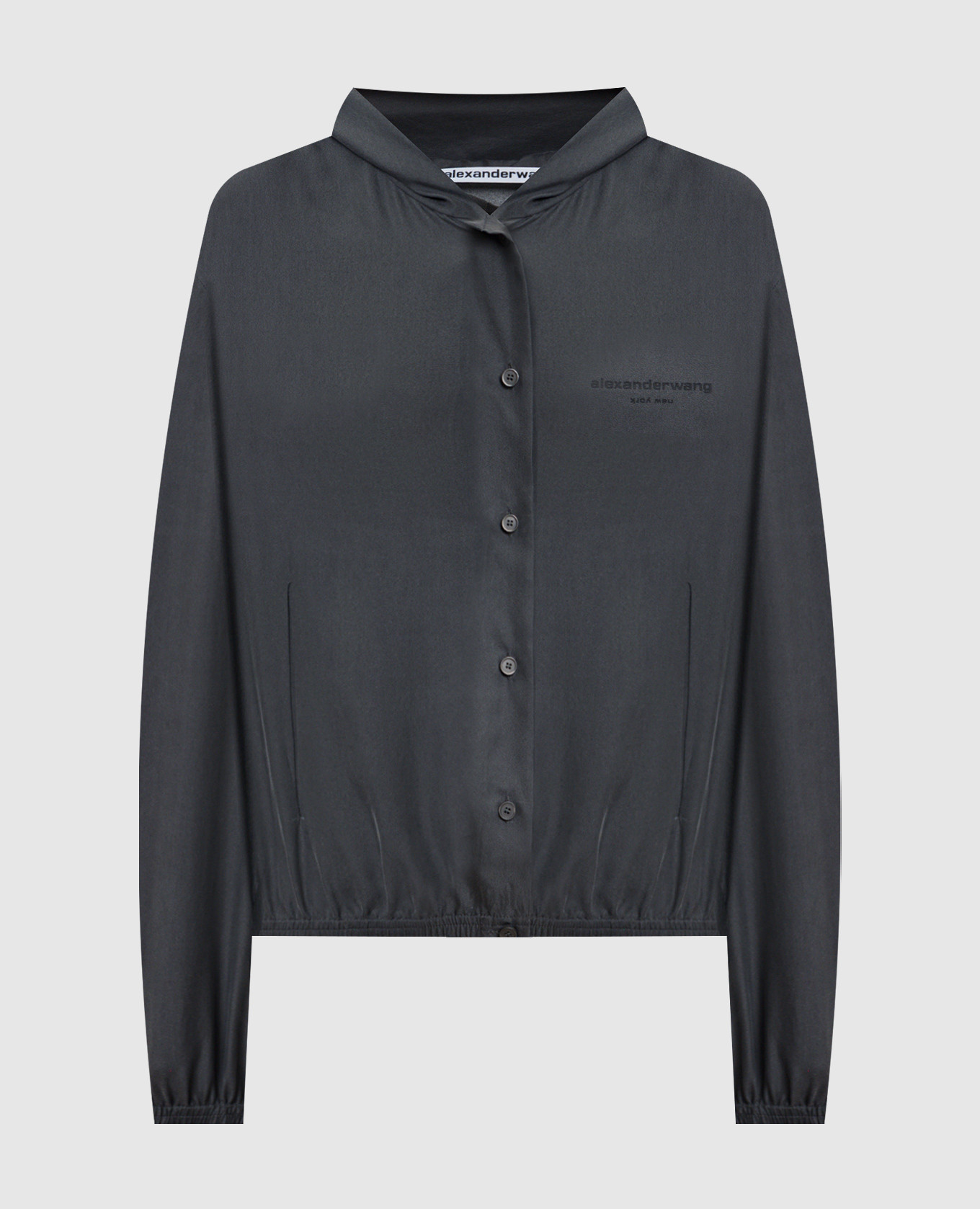 Серая спортивная куртка из шелка