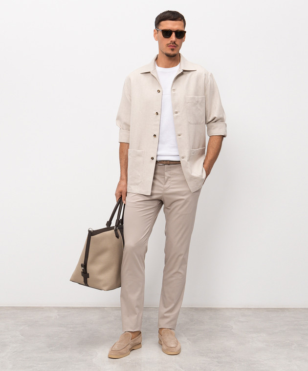 Stefano Ricci Бежевая рубашка с льном SP008188VT0001 изображение 2