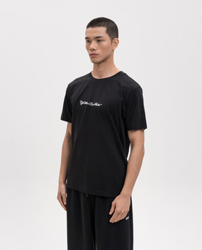 Off-White Чорна футболка з вишивкою Script Arrow 44MAA027S26J002