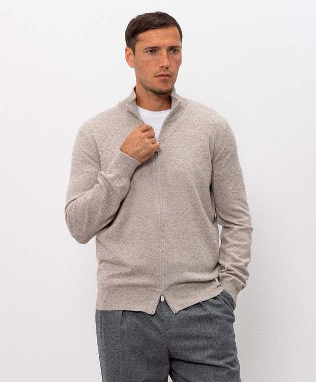 Brunello Cucinelli Бежевый кардиган из кашемира MQS00106 изображение 3