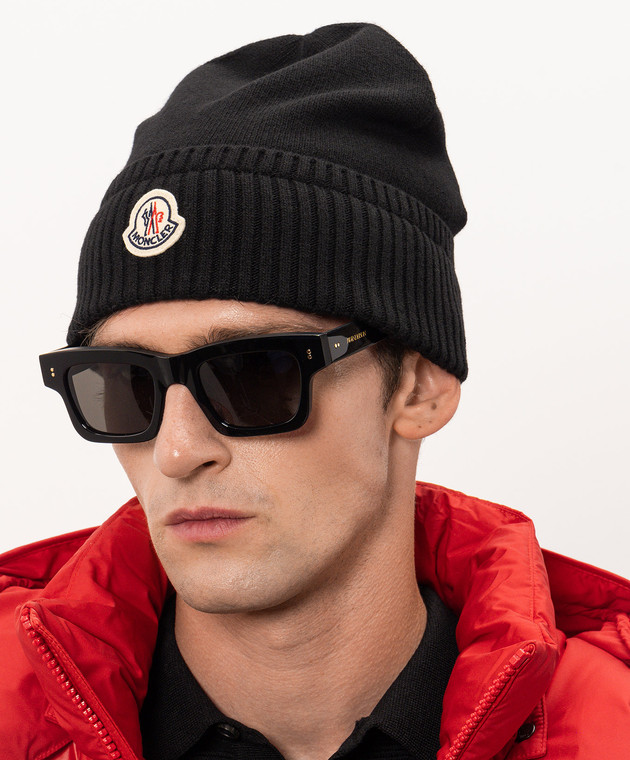 Moncler Чорна шапка з вовни та кашеміру L20913B00067M4281 зображення 2