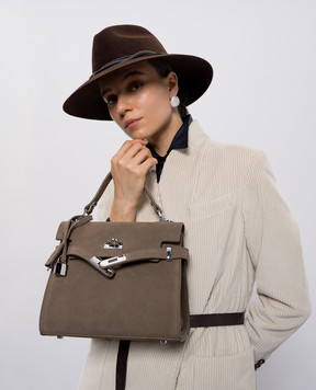 Gianni Notaro Коричневая замшевая сумка-сетчел Suede 099SUEDENIKEL