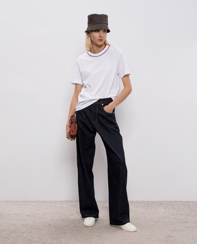 Brunello Cucinelli Белая футболка с контрастным окантованием M0T81VT500