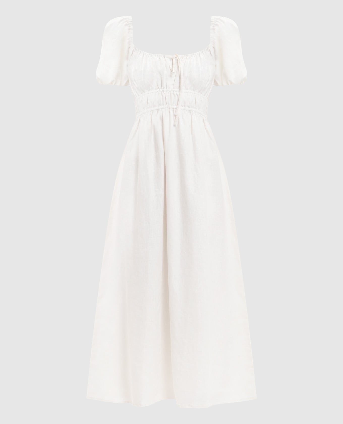 

Белое платье миди Brigitte из льна, Белый, Повседневные платья