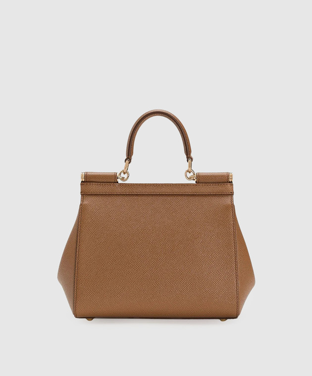 Dolce&Gabbana Коричнева шкіряна сумка Sicily BB6003B1001 зображення 3