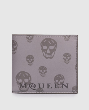 Alexander McQueen Сіре шкіряне портмоне Bifold 8361471AAWE
