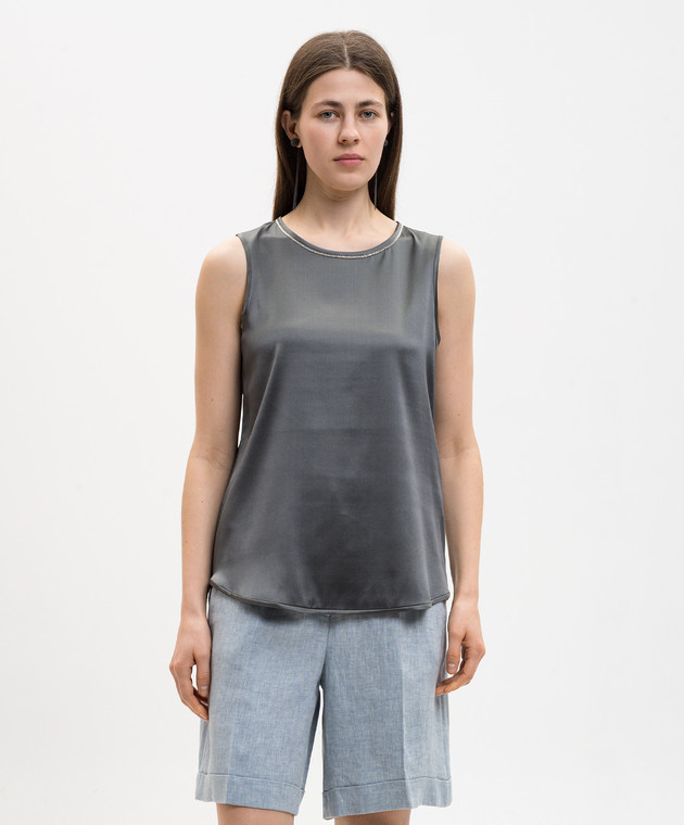 Peserico Топ із шовку сірого кольору E08893D02372 зображення 3
