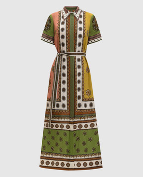 Alemais Зеленое платье-рубашка Contina из льна 6535D