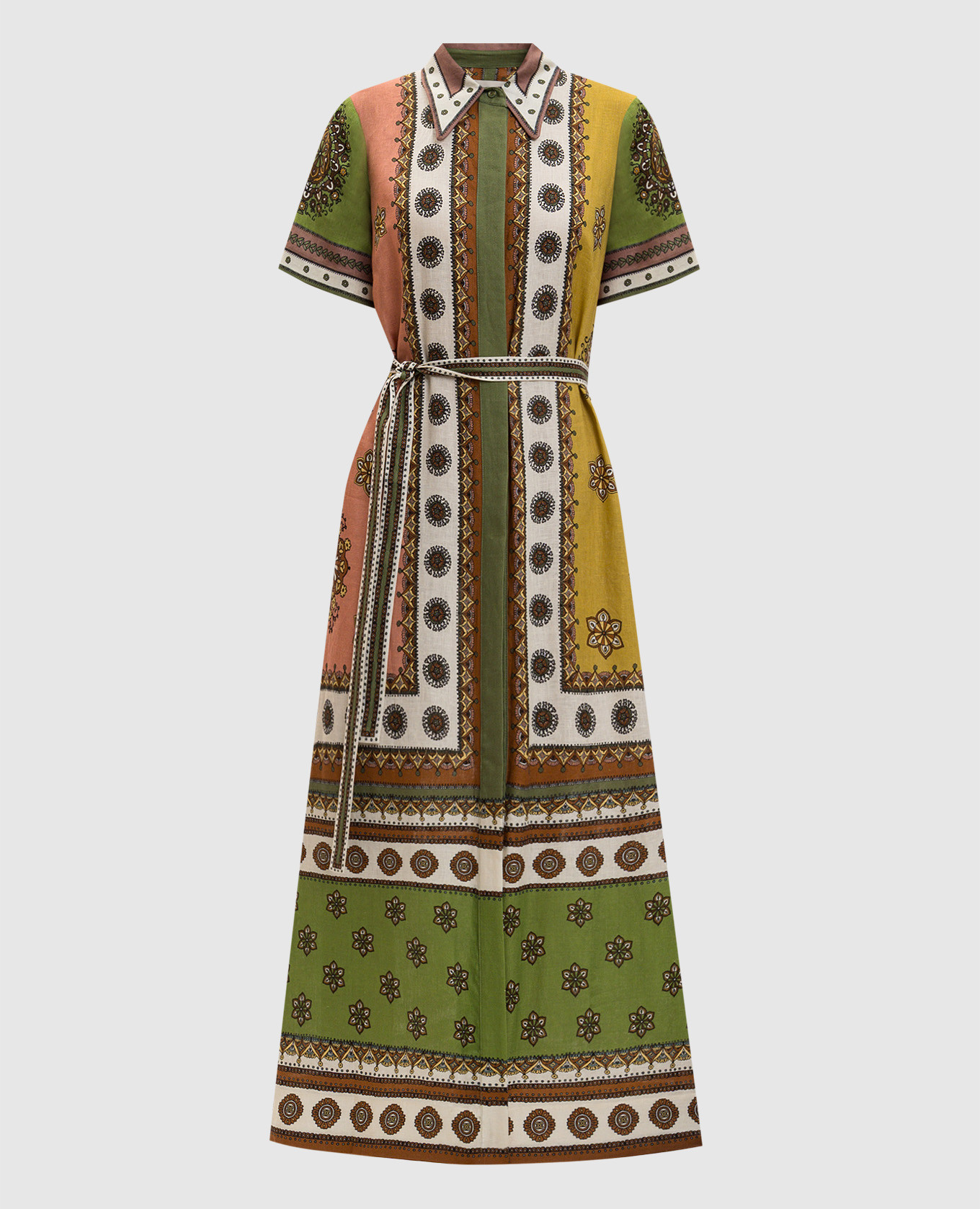 

Зеленое платье-рубашка Contina из льна, Зеленый, Повседневные платья