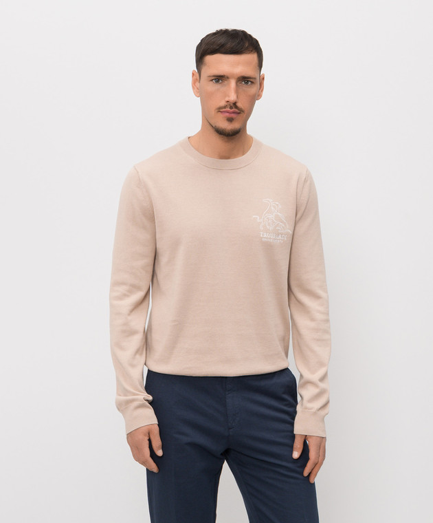 Trussardi Бежевый джемпер с вышивкой M0628000067NMK628K09 изображение 3