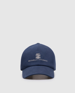 Brunello Cucinelli Синяя кепка с вышивкой логотипа M277P9850