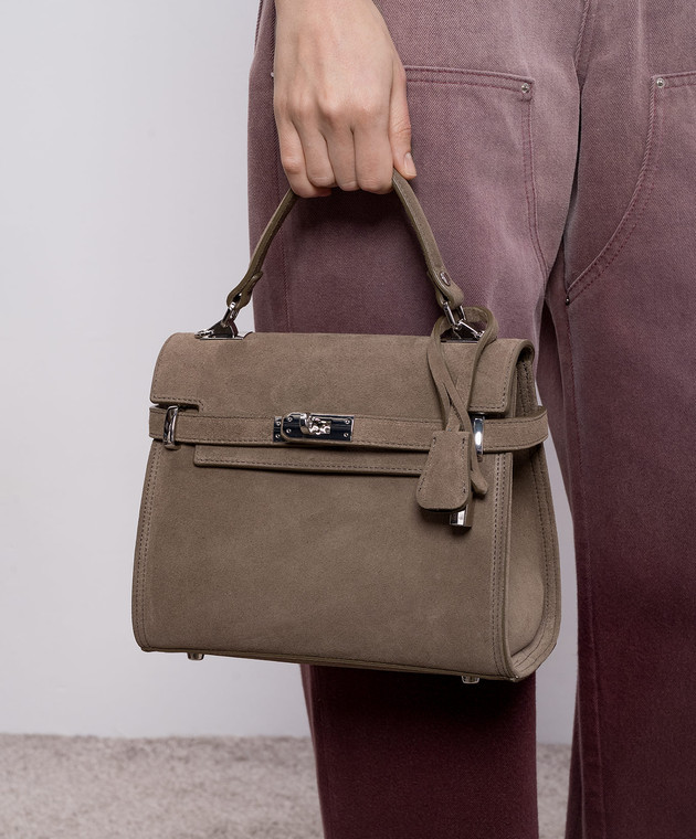 Gianni Notaro Коричневая замшевая сумка-сетчел SUEDE 099SUEDENIKEL изображение 2