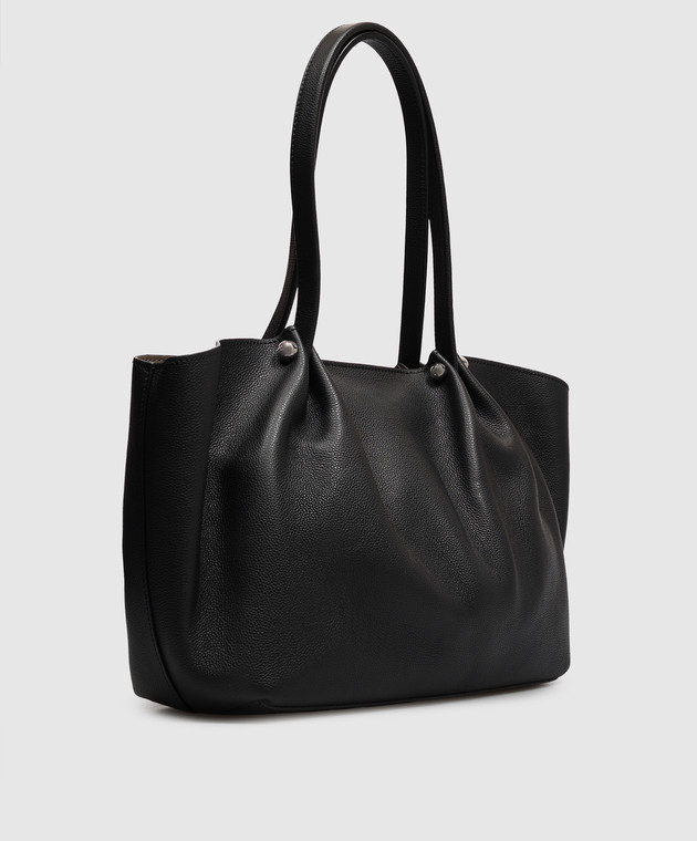 Max Mara Weekend Чорна шкіряна сумка-тоут ASATIRA WKASATIRA зображення 3