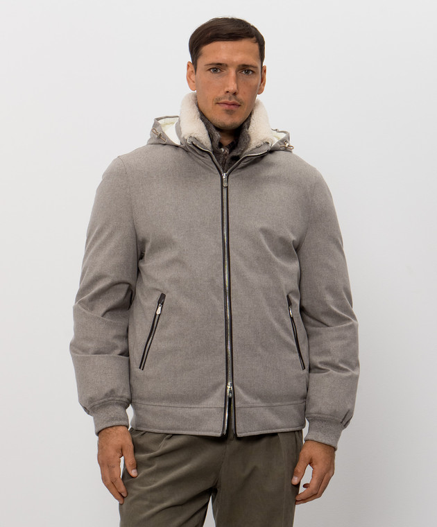 Brunello Cucinelli Бежевая пуховая куртка из шерсти с мехом MM4701606 изображение 3