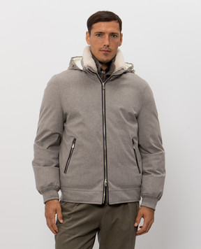 Brunello Cucinelli Бежева пухова куртка з вовни з хутром MM4701606