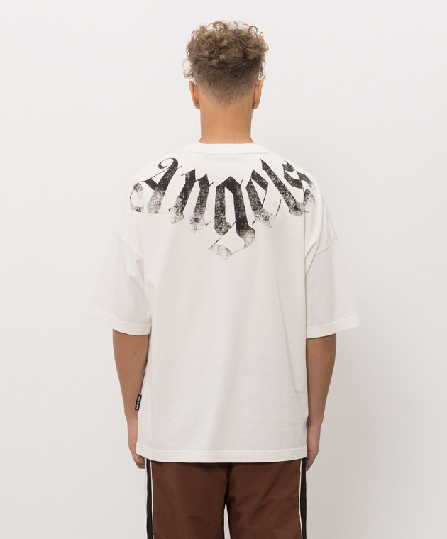 Palm Angels Футболка кольору айворі з принтом логотипа PAMAA003JR001m зображення 4