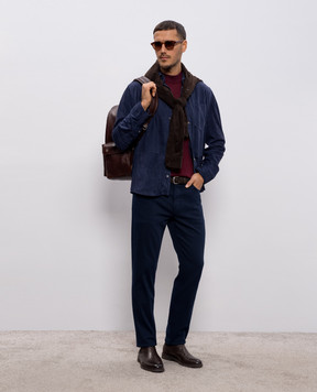 Brunello Cucinelli Синя замшева сорочка MPCFN2039